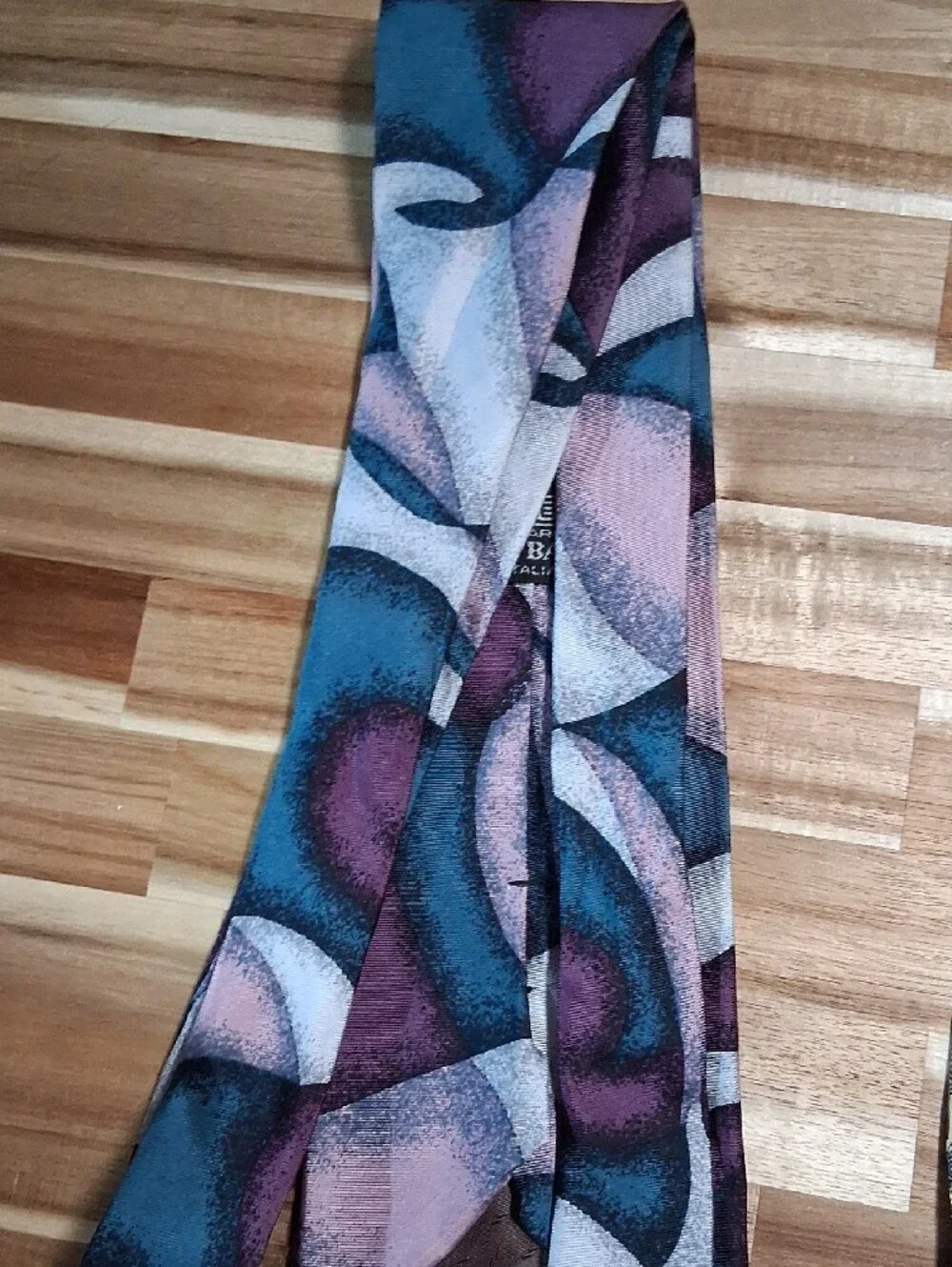 3 Pierre Balmain Paris Silk Ties Abstract Geometric Blue Gold Green Purple